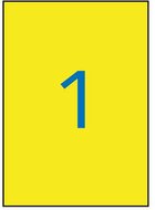 Etikett, 210x297 mm, poliészter, időjárásálló, APLI, sárga, 20 etikett/csomag, (20 lap)