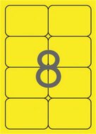 Etikett, 99,1x67,7 mm, színes, kerekített sarkú, APLI, neon sárga, 160 etikett/csomag, (20 lap)