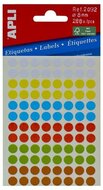 Etikett, 8 mm, kör, kézzel írható, színes, APLI, vegyes színek, 288 etikett/csomag, (3 lap)