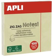 Öntapadó jegyzettömb, "Z", 75x75 mm, 100 lap, APLI "Classic", sárga, (100 lap)