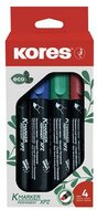 Alkoholos marker készlet, 3-5 mm, vágott, KORES "ECO K-Marker XP2", 4 különböző szín, (4 db)