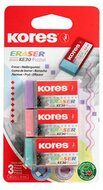 Radír, KORES "KE-30", 3 pasztell szín, (3 db)