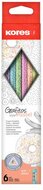 Grafitceruza készlet, radírral, HB, háromszögletű, KORES "Grafitos Style Pastel", (6 db)