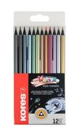 Színes ceruza készlet, háromszögletű, KORES "Kolores Style Metallic", 12 metál szín, (12 db)