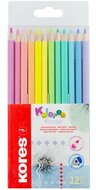 Színes ceruza készlet, háromszögletű, KORES "Kolores Pastel", 12 pasztell szín, (12 db)