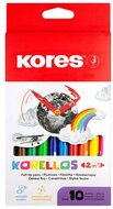 Filctoll készlet, 1-3 mm, kétvégű, kimosható, KORES "Korellos 2in1", 10 különböző szín, (10 db)