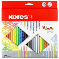 Színes ceruza készlet, háromszögletű, KORES "Kolores Style", 26 különböző szín, (26 db)