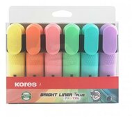 Szövegkiemelő készlet, 0,5-5 mm, KORES "Bright Liner Plus Pastel", 6 különböző szín, (6 db)