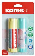 Ragasztóstift, pasztell színű tokban, 2x40 g, KORES, vegyes színek, (2 db)