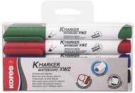 Tábla- és flipchart marker készlet, 3-5 mm, vágott, KORES "K-Marker XW2", 4 különböző szín, (4 db)