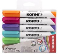 Tábla- és flipchart marker készlet, 3-5 mm, vágott, KORES "K-Marker XW2", 6 különböző szín, (6 db)