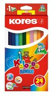 Színes ceruza készlet, háromszögletű, jumbo, KORES "Kolores Jumbo", 24 különböző szín, (24 db)