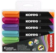 Alkoholos marker, 3 mm, kúpos, KORES "K-Marker XP1", 6 különböző szín, (6 db)