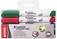 Tábla- és flipchart marker készlet, 3 mm, kúpos, KORES "K-Marker XW1", 4 különböző szín, (4 db)