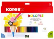 Színes ceruza készlet, háromszögletű, KORES "Triangular", 36 különböző szín, (36 db)
