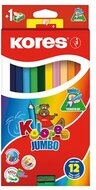 Színes ceruza készlet, háromszögletű, vastag, KORES "Jumbo", 12 különböző szín, (12 db)