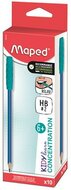 Írástanuló grafitceruza, HB, háromszögletű, szilikon vég, MAPED "Kidy Learn Concentration", (10 db)