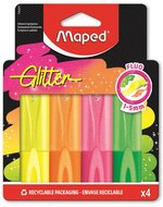 Szövegkiemelő készlet, 1-5 mm, MAPED "Glitter Fluo Peps", vegyes fluoreszkáló színek, (4 db)