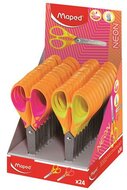 Olló, display, iskolai, 13 cm, MAPED "Soft Neon", vegyes színek, (24 db)
