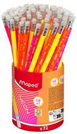 Grafitceruza radírral, ceruzatartó, HB, háromszögletű, MAPED "Black'Peps Neon", vegyes színek, (72 db)