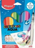Akvarell filctoll készlet, 3,6 mm, ecsettel, MAPED "Color'Peps Aqua", 10 különböző szín, (10 db)