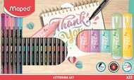 Kalligrafikus készlet, 22 darabos, MAPED "Lettering Set", 6 szövegkiemelő + 16 tűfilc különböző színekben, (22 db)