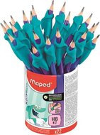 Grafitceruza radírral és ceruzafogóval, ceruzatartó, HB, háromszögletű, MAPED "Kidy Learn", (22 db)