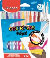 Filctoll készlet, 3,6 mm, törölhető, MAPED "Color'Peps Oops!", 10+2 különböző szín, (12 db)