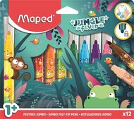 Filctoll készlet, 5 mm, kimosható, vastag, MAPED "Jungle Fever", 12 különböző szín, (12 db)