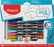 Tűfilc készlet, 0,4 mm, MAPED "Graph'Peps - How to Mind Map Box", 8 különböző szín, (8 db)