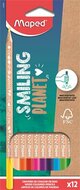 Színes ceruza készlet, háromszögletű, FSC, MAPED "Smiling Planet", 12 különböző szín, (12 db)