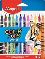Filctoll készlet, 2,8 mm, kimosható, MAPED "Color'Peps Animals", 12 különböző szín, (12 db)