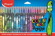 Filctoll készlet, 2,8 mm, kimosható, MAPED "Color'Peps Monster" 24 különböző szín, (24 db)