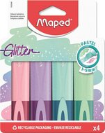 Szövegkiemelő készlet, 1-5 mm, MAPED "Glitter Fluo Peps", vegyes pasztell színek, (4 db)