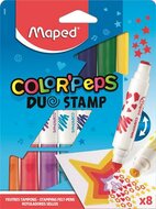 Filctoll készlet, 7,5 mm, kétvégű, MAPED "Color'Peps Duo Stamp" 8 különböző szín és minta, (8 db)