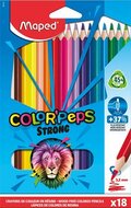 Színes ceruza készlet, háromszögletű, MAPED "Color'Peps Strong", 18 különböző szín, (18 db)