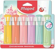 Szövegkiemelő készlet, 1-5 mm, MAPED "Fluo Peps Quality", 6 különböző pasztell szín, (6 db)