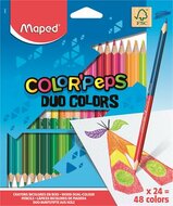 Színes ceruza készlet, háromszögletű, kétvégű, MAPED "Color'Peps Duo", 48 különböző szín, (24 db)