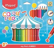 Színes ceruza készlet, háromszögletű, vastag, MAPED "Jumbo", 24 különböző szín, (24 db)