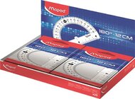 Szögmérő, műanyag 180°-os kínáló dobozos MAPED "Essentials", (20 db)