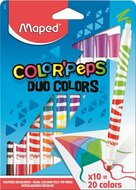 Filctoll készlet, kimosható, MAPED "Color'Peps Duo", 20 különböző szín, (10 db)
