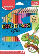 Színes ceruza készlet, háromszögletű, MAPED "Color'Peps Star", 36 különböző szín, (36 db)