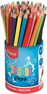 Színes ceruza készlet, háromszögletű, ceruzatartó, MAPED "School Peps", (72 db)