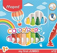 Filctoll készlet, 1-5 mm, kimosható, vastag, MAPED "Color'Peps Jumbo", 12 különböző szín, (12 db)