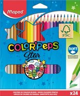 Színes ceruza készlet, háromszögletű, MAPED "Color'Peps Star", 24 különböző szín, (24 db)
