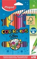 Színes ceruza készlet, háromszögletű, MAPED "Color'Peps Star", 18 különböző szín, (18 db)