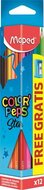 Színes ceruza készlet, háromszögletű, hegyezővel, MAPED "Color'Peps Star", 12 különböző szín, (12 db)