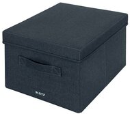 Doboz, szövet borítású, M méret, LEITZ "Fabric", sötétszürke, (2 db)
