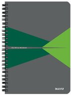 Spirálfüzet, A5, vonalas, 90 lap, laminált karton borító, LEITZ "Office", szürke-zöld