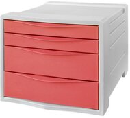 Irattároló, műanyag, 4 fiókos, ESSELTE "Colour'Breeze", áttetsző korall